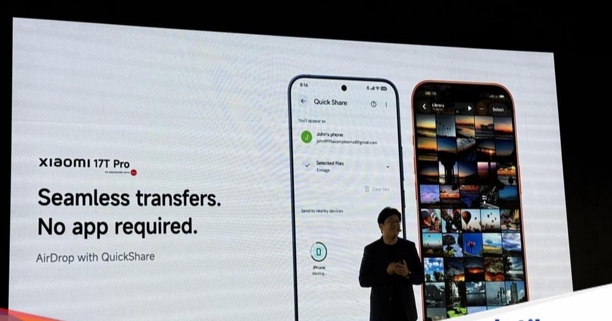 Xiaomi 17T Pro dengan fitur AirDrop via Quick Share untuk transfer foto ke iPhone
