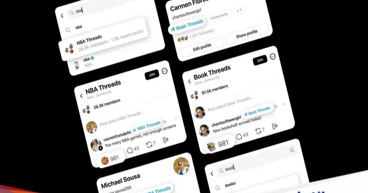 Ilustrasi fitur Communities di Threads dengan ikon komunitas