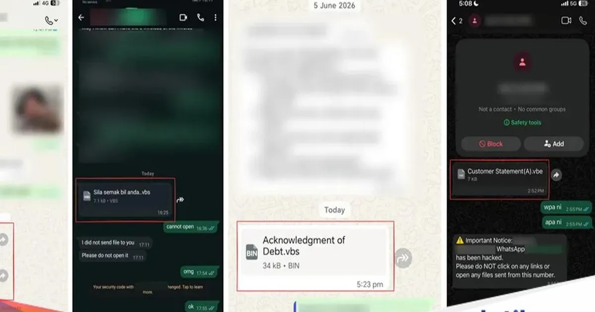 Ilustrasi malware yang tersebar di WhatsApp dengan modus file dokumen palsu