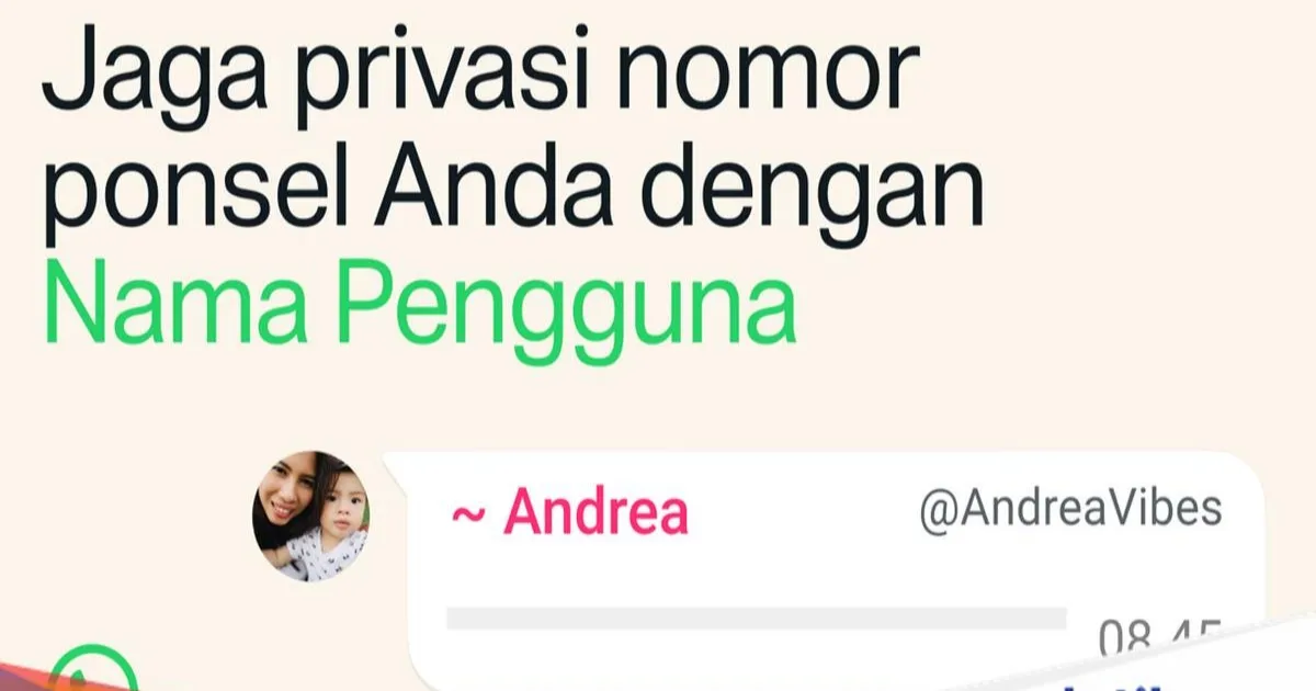 Ilustrasi fitur username WhatsApp yang memungkinkan pengguna berkirim pesan tanpa berbagi nomor telepon