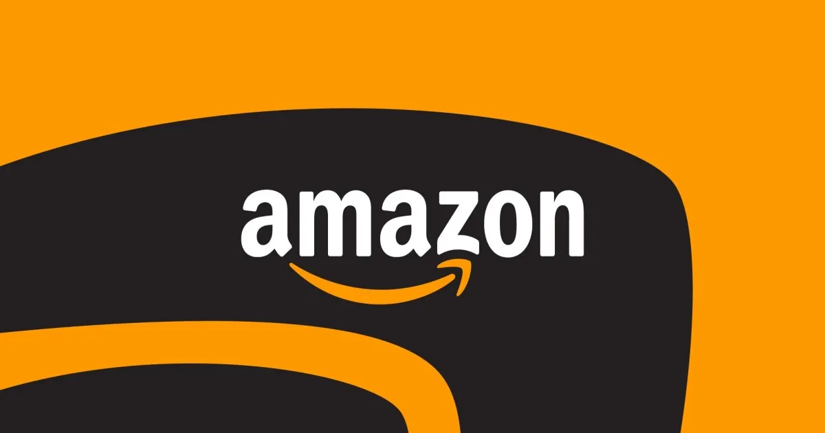 Ilustrasi logo Amazon dengan latar belakang dokumen hukum dan simbol denda FTC