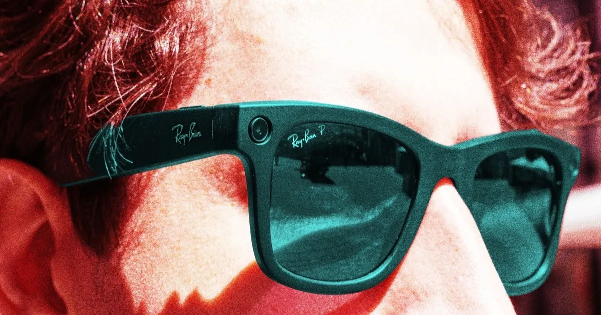 Ilustrasi pria mengenakan kacamata AI Meta Ray-Ban yang kontroversial