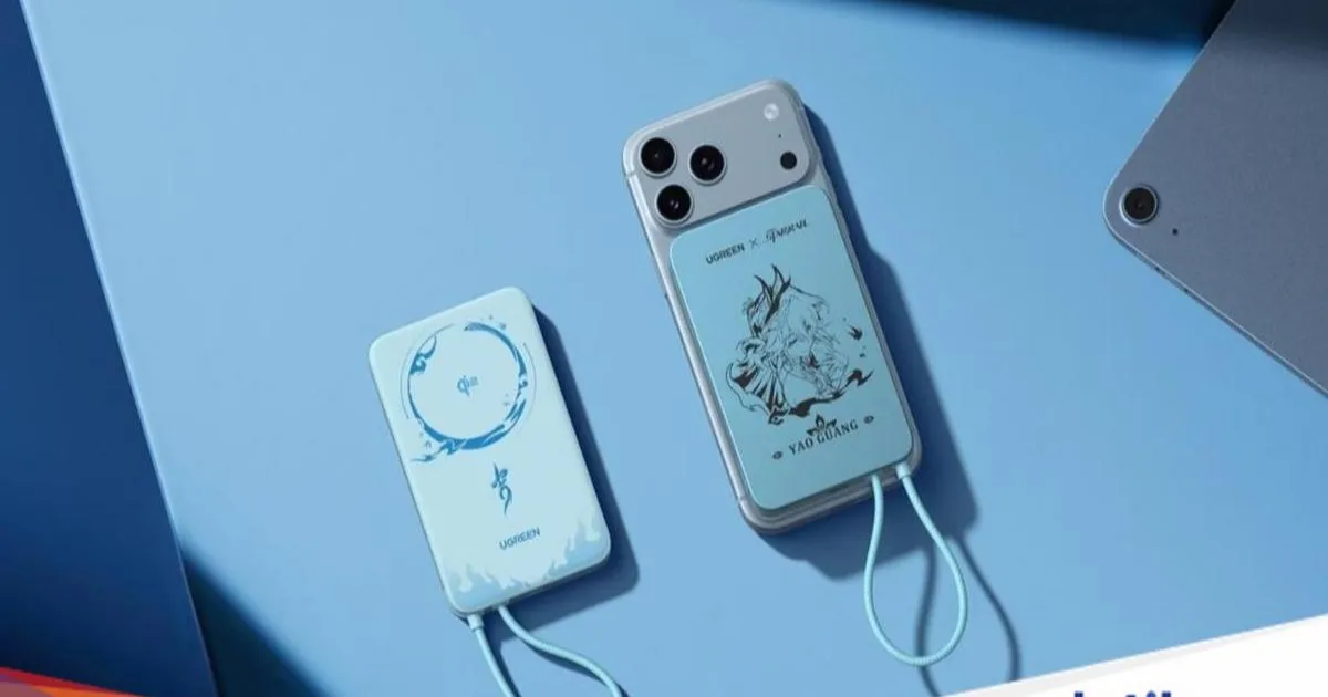 Koleksi produk UGreen edisi Honkai: Star Rail yang terdiri dari power bank, charger, dan smart tracker