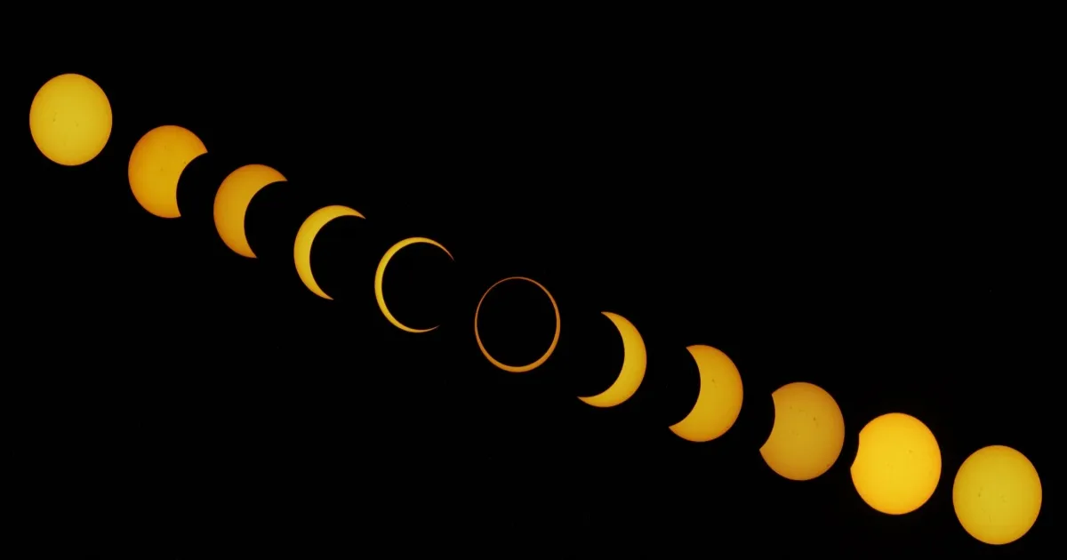Ilustrasi gerhana matahari total dan gerhana bulan sebagian yang menjadi gerhana terakhir tahun 2026