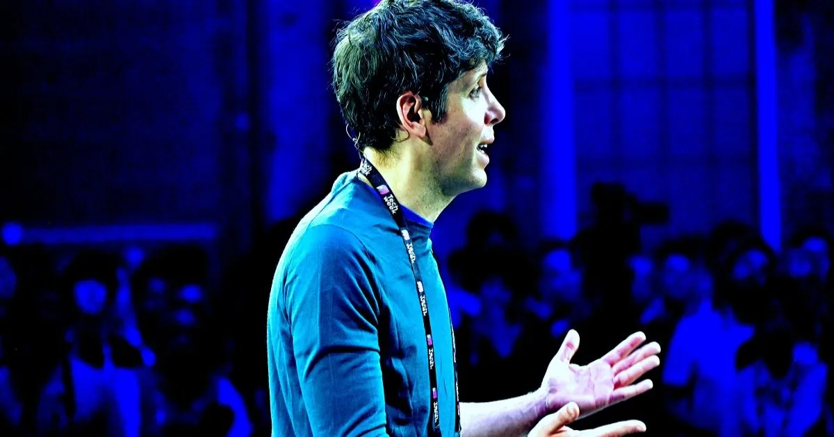 Foto CEO OpenAI Sam Altman dengan efek warna